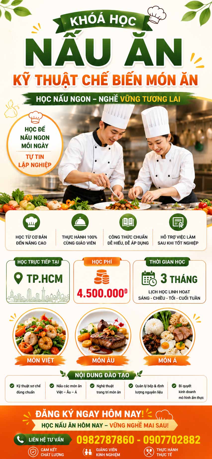 Khoá học chế biến món ăn chuyên nghiệp
